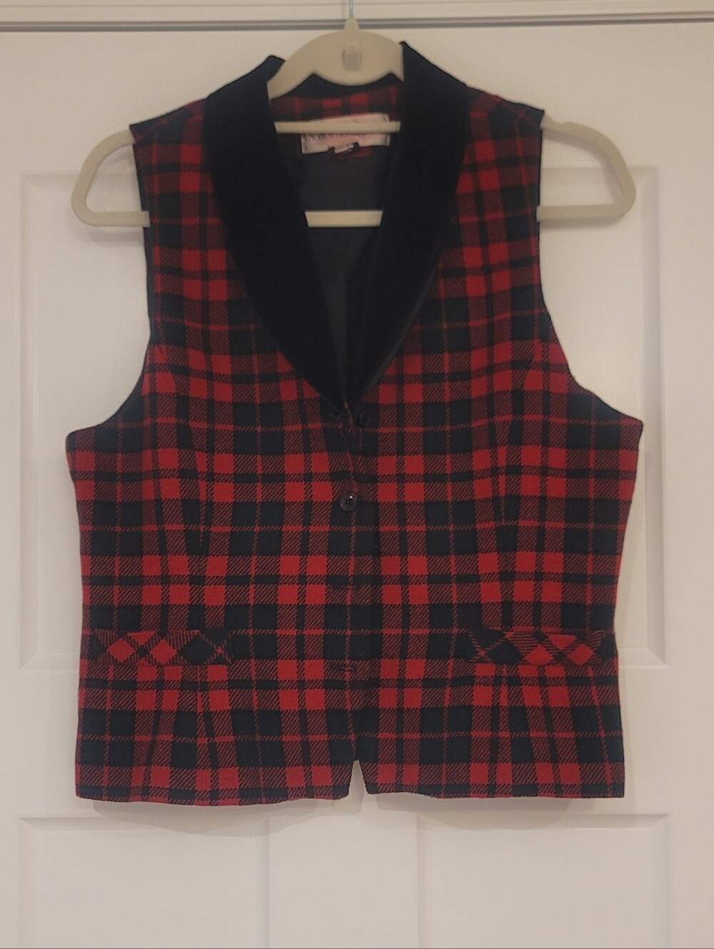 Vintage Norton McNaughton Red, Green & Black Plaid Vest